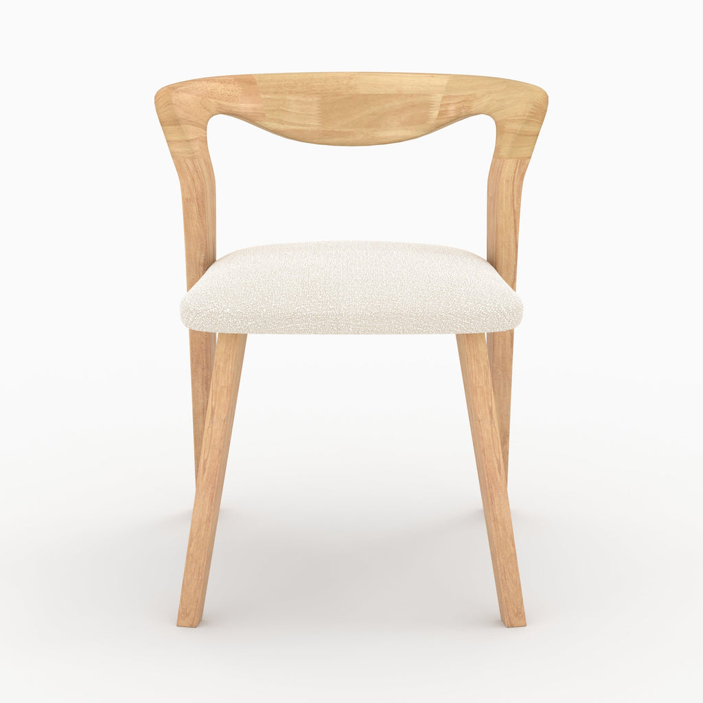chaise en bois d hevea clair et tissu boucle creme vega