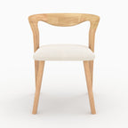 chaise en bois d hevea clair et tissu boucle creme vega