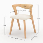 chaise en bois d hevea clair tissu boucle creme vega