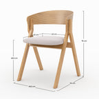 chaise en bois fonce et tissu beige heloise