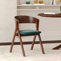 chaise en bois hevea fonce tissu vert heloise