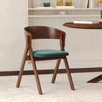 chaise en bois hevea fonce tissu vert heloise