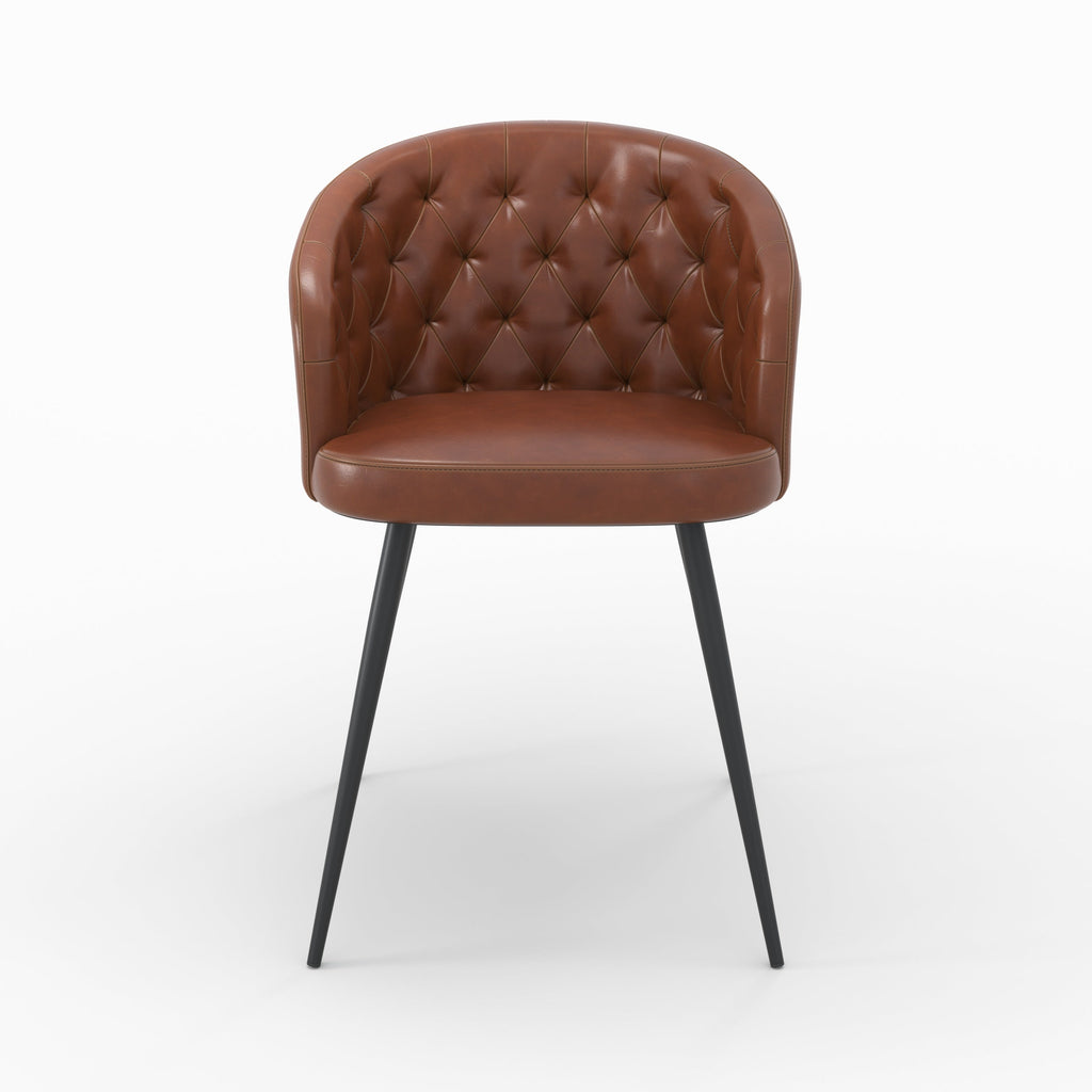 chaise en cuir marron et pieds en metal