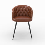 chaise en cuir marron et pieds en metal