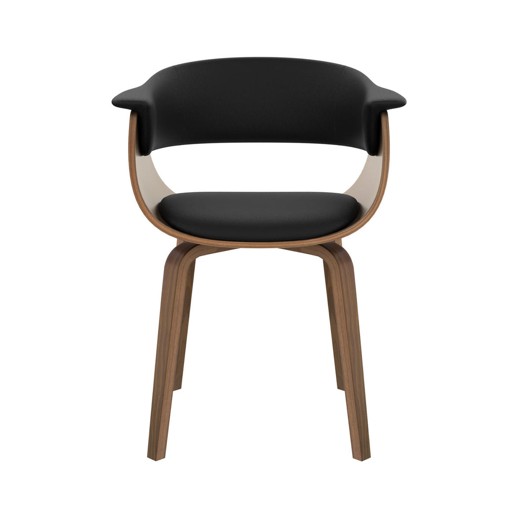 chaise en cuir synthetique noir et bois basile
