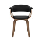 chaise en cuir synthetique noir et bois basile
