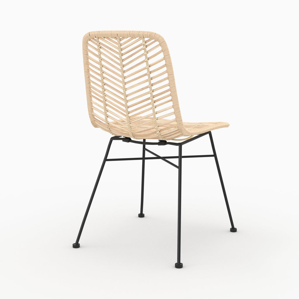 chaise en rotin naturel pieds noirs lot de 2 tamara