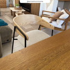 chaise en tissu boucle blanc dossier en bois de chene lot de 2 esmee
