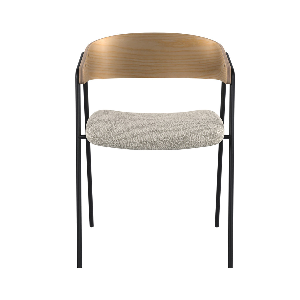 chaise en tissu boucle blanc et bois de chene esmee lot de 2