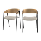 chaise en tissu boucle blanc et bois de chene lot de 2 esmee