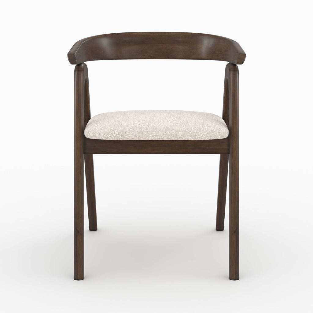 chaise en tissu boucle creme bois fonce d hevea hawa