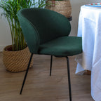chaise en tissu bouclette vert groom lot de 2