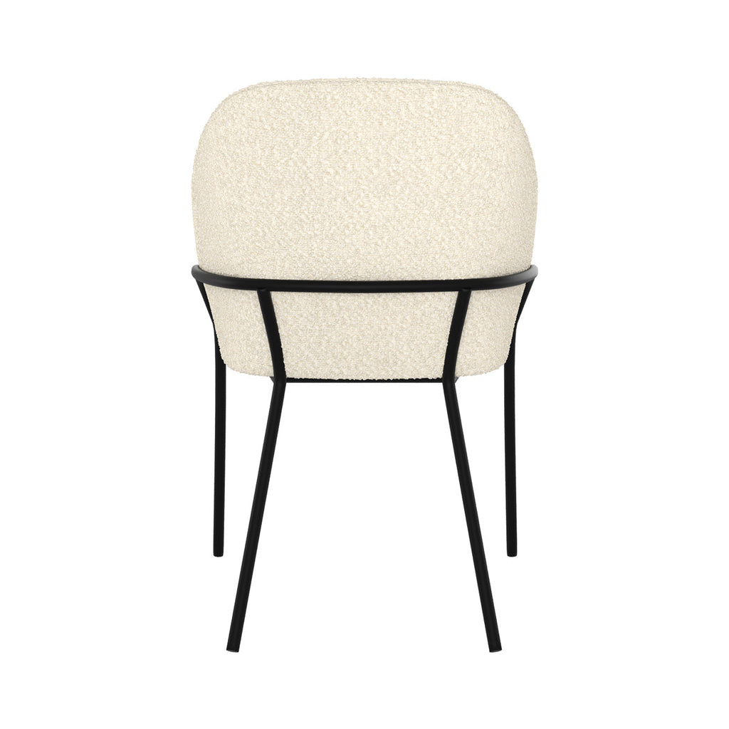 chaise en tissu effet laine bouclette toscane pieds metal