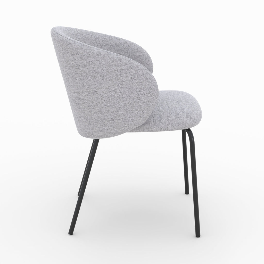 chaise en tissu gris clair et pieds en metal noir victoria lot de 2