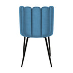 chaise en velours bleu et pieds en metal noir rosy
