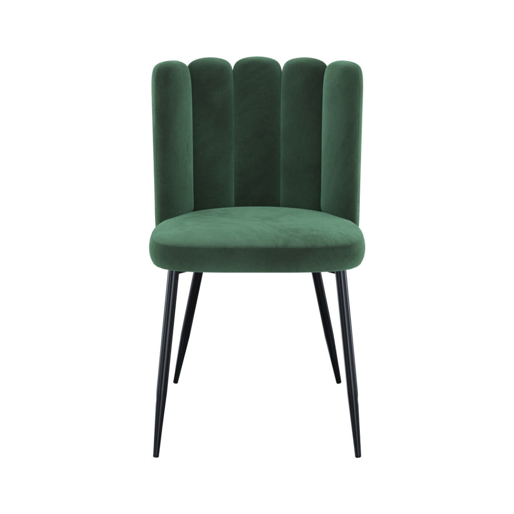 chaise en velours vert et pieds en m_tal rosy