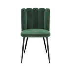 chaise en velours vert et pieds en m_tal rosy