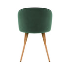 chaise en velours vert et pieds en metal imitation bois chiara