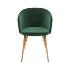 chaise en velours vert et pieds en metal lot de 2 chiara
