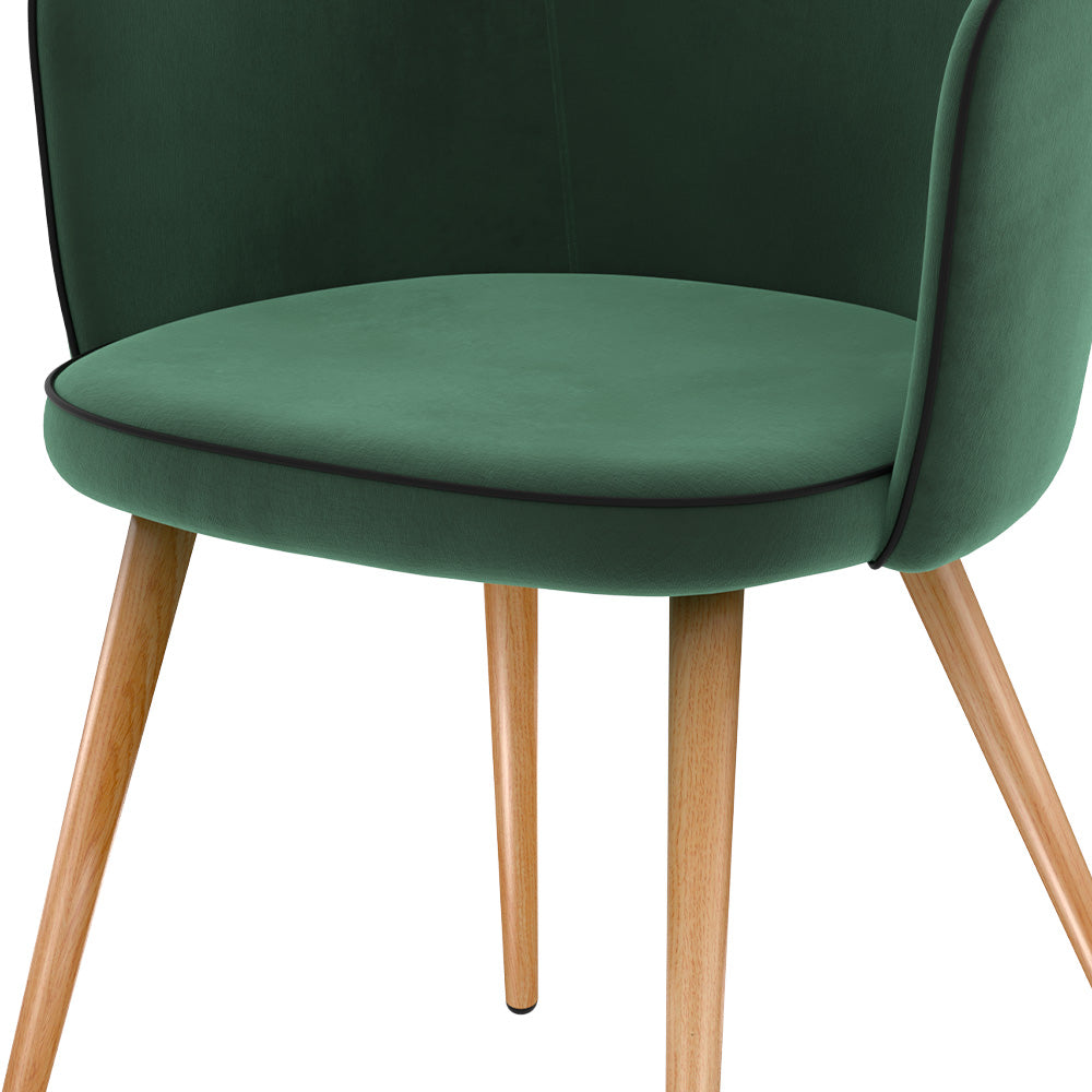 chaise en velours vert lot de 2 pieds en metal chiara