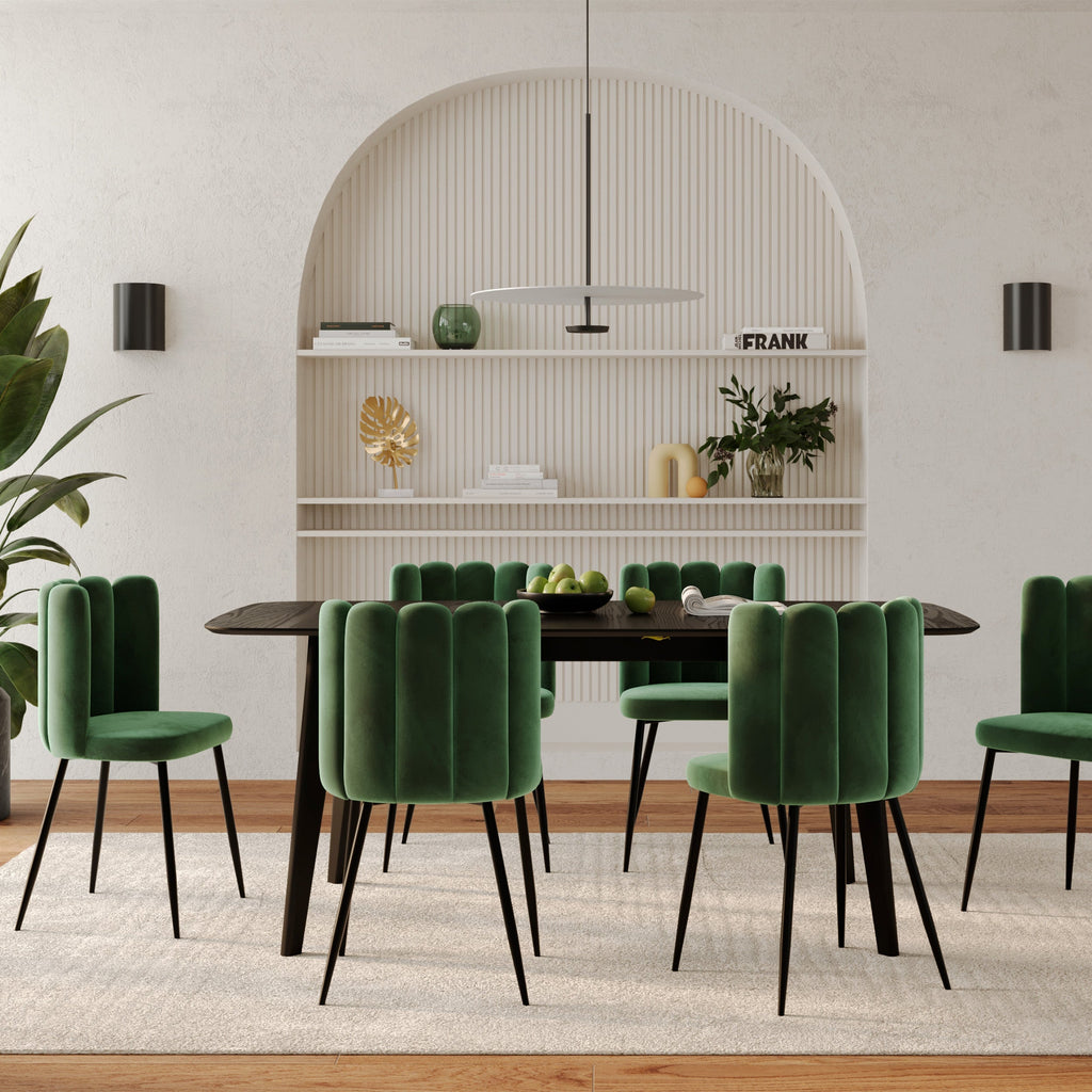 chaise en velours vert pieds noir lot de 2 rosy