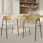 chaise entissu boucle blanc et bois de chene lot de 2 esmee