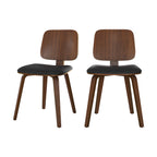 chaise flow en bois de noyer et tissu noir