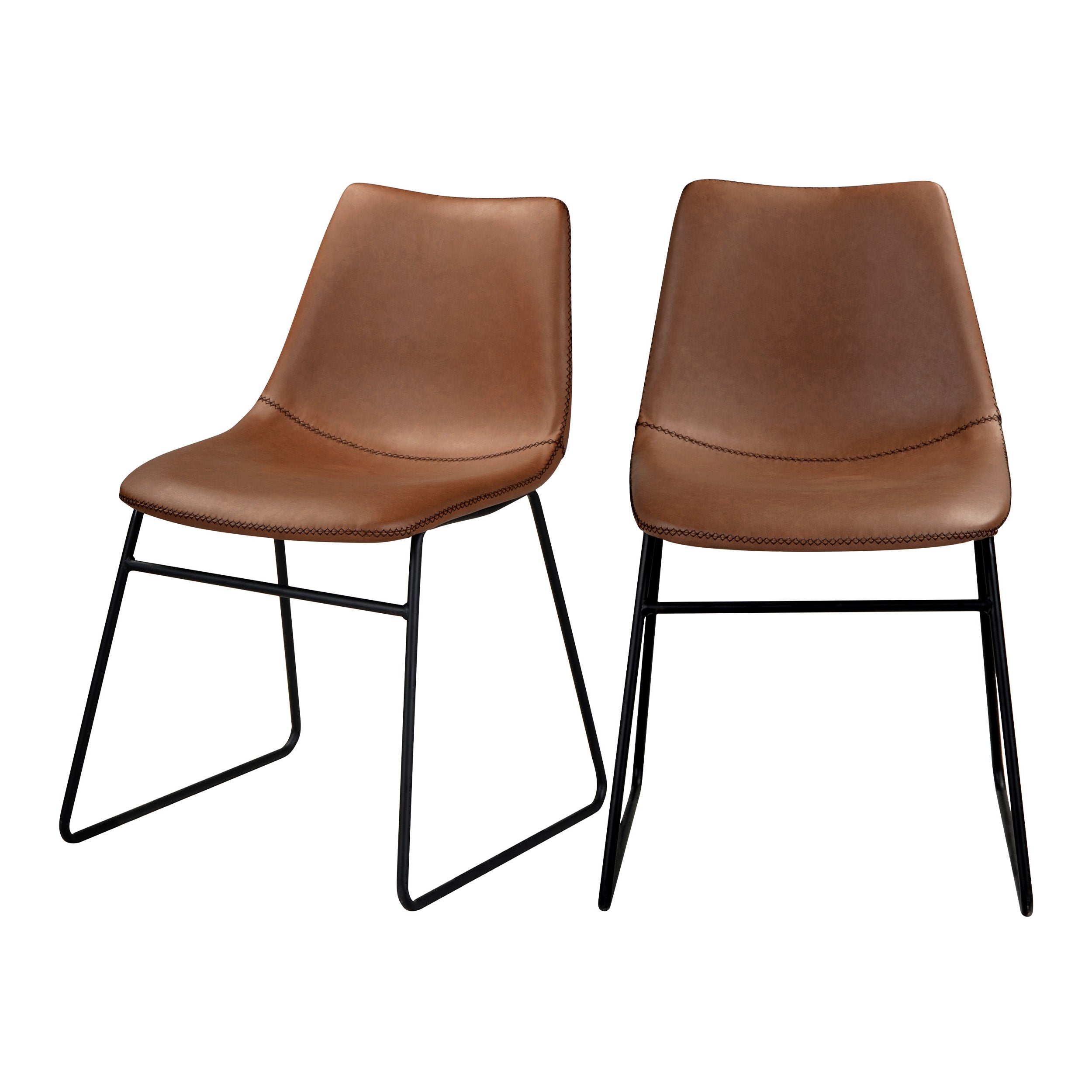 chaise gaspard lot de 2 simili cuir marron_1