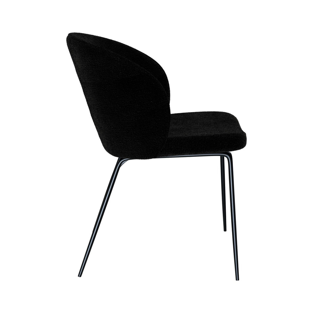 chaise groom en tissu boucl_ noir et pieds en m_tal