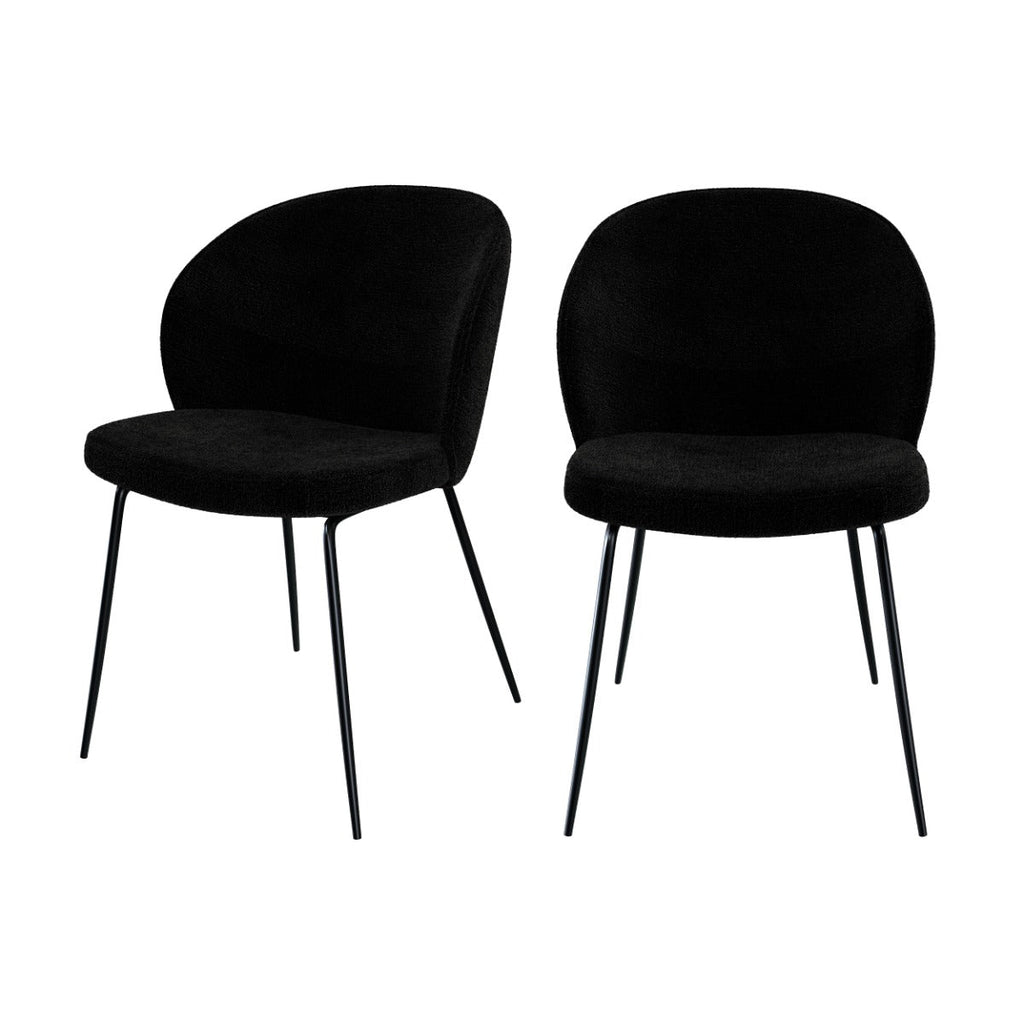 chaise groom en tissu boucl_ noir lot de 2