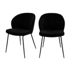 chaise groom en tissu boucl_ noir lot de 2