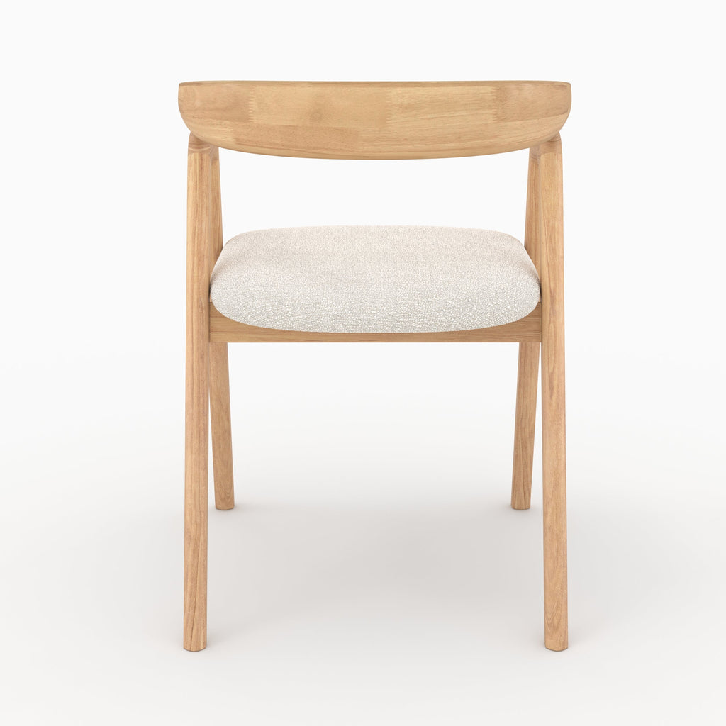 chaise hawa en bois hevea clair et tissu boucle creme