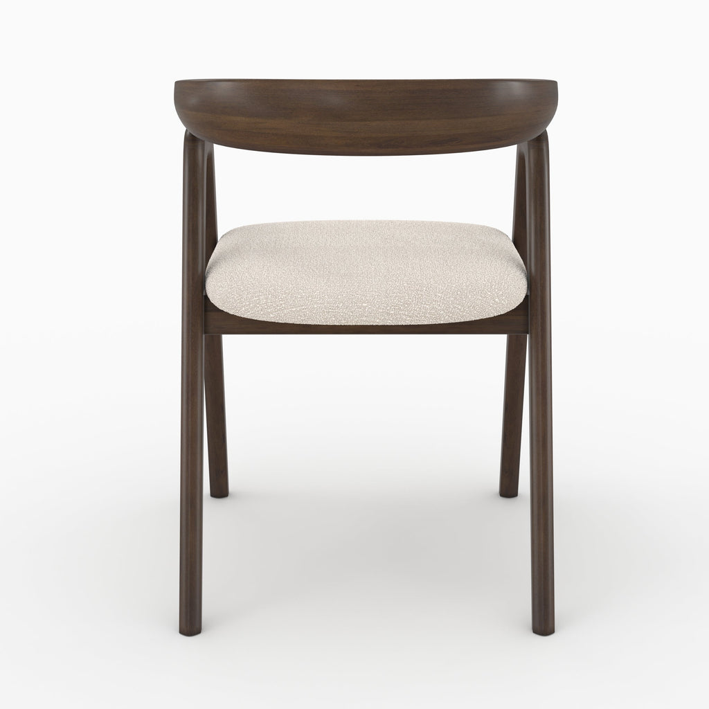 chaise hawa en tissu boucle creme bois fonce hevea