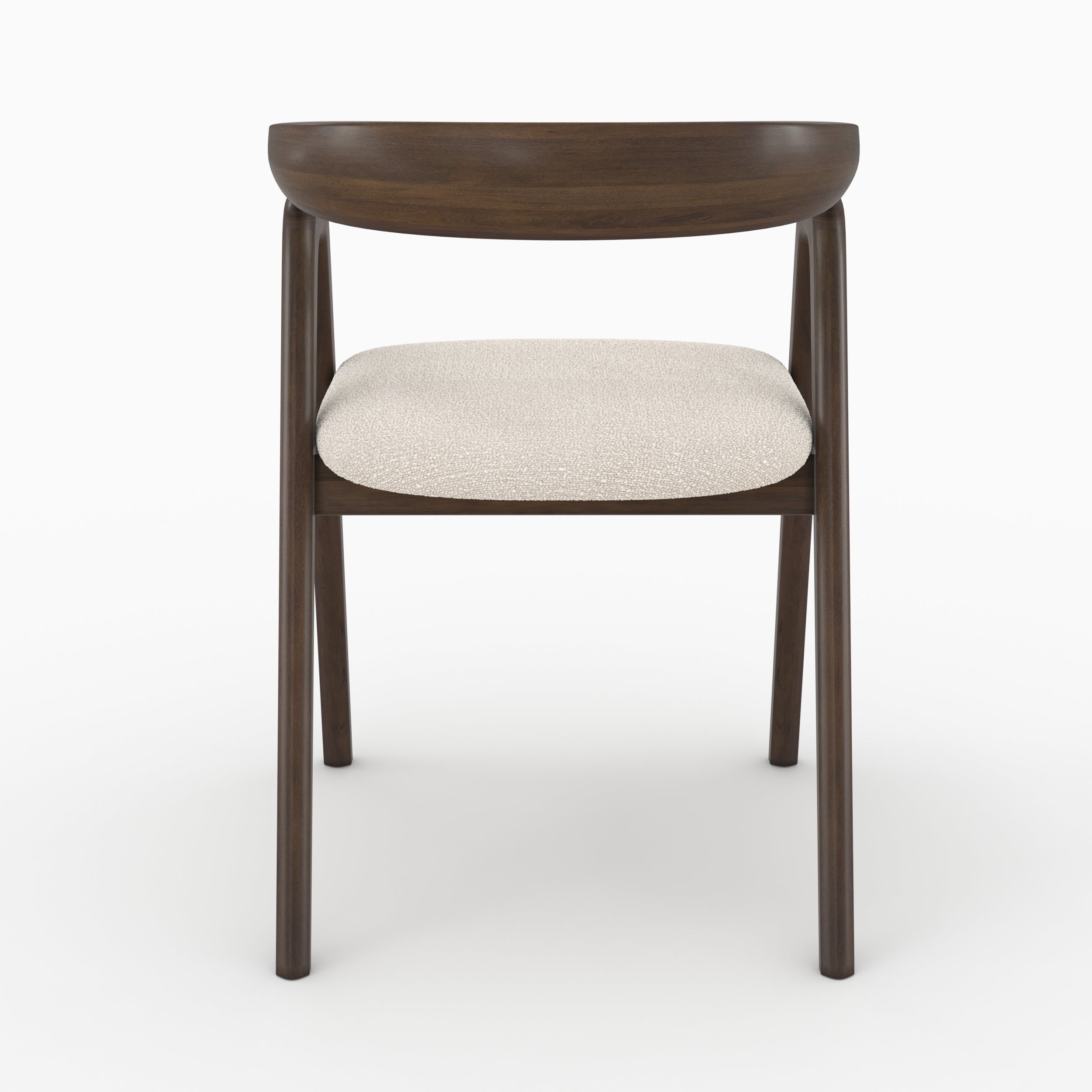 chaise hawa en tissu boucle creme bois fonce hevea