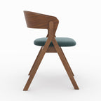 chaise heloise bois d hevea tissu vert chine