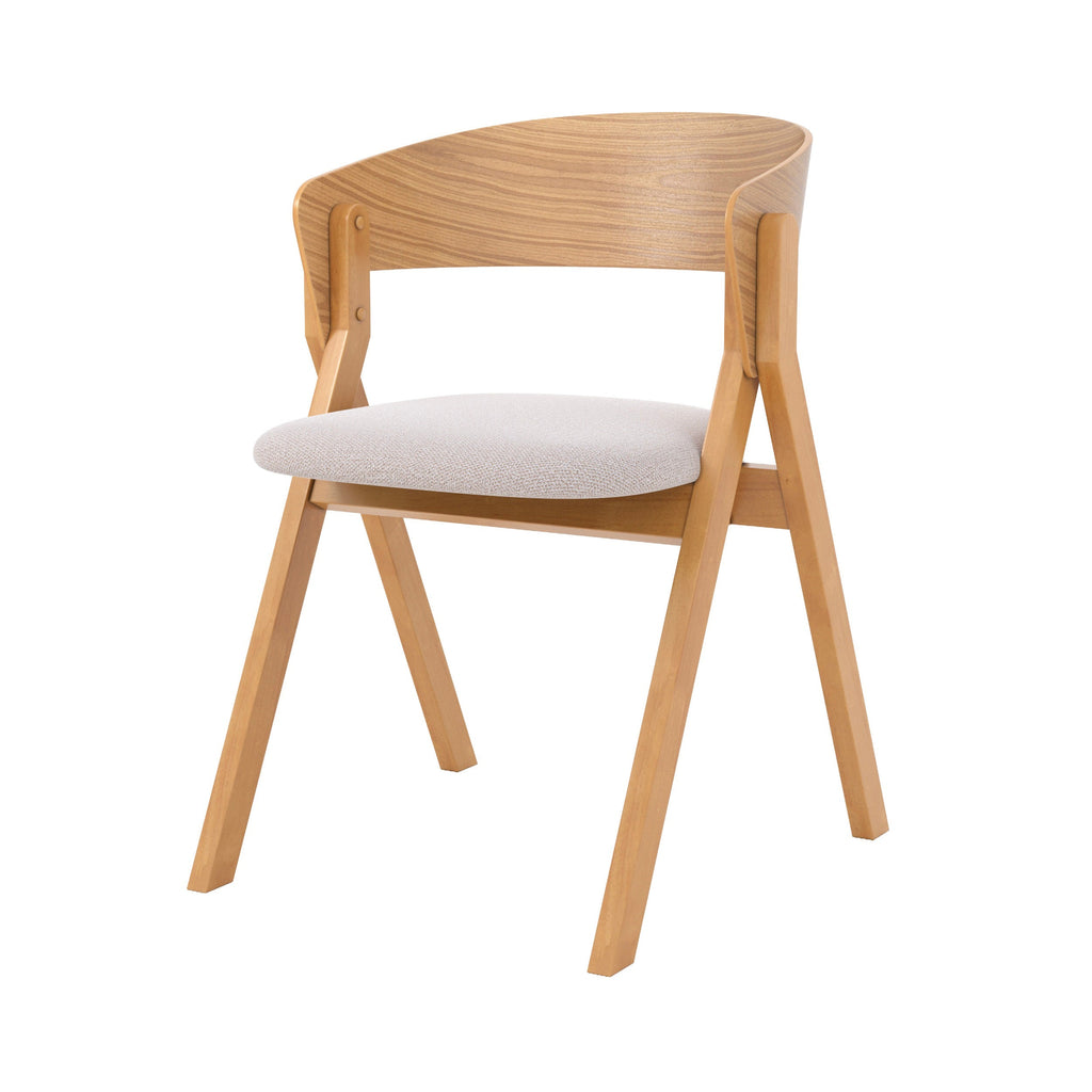 chaise heloise en bois d hevea et tissu beige fond blanc