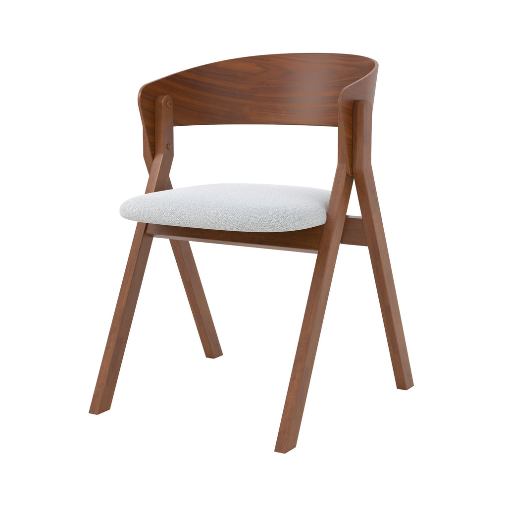 chaise heloise en bois d hevea et tissu gris clair fond blanc