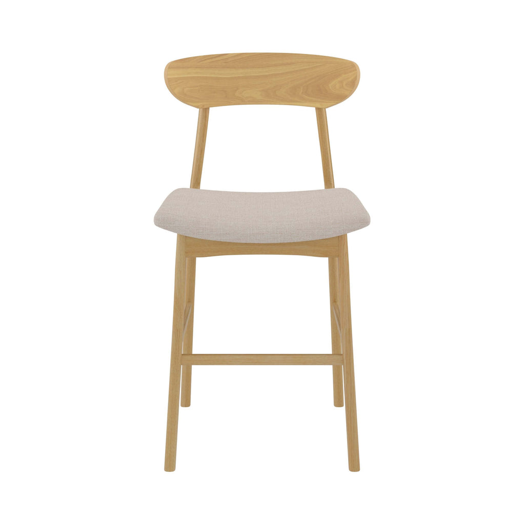 chaise lana de bar mi hauteur en tissu beige et bois lot de 2