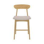 chaise lana de bar mi hauteur en tissu beige et bois lot de 2