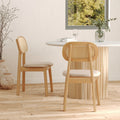 chaise maria en bois clair tissu beige rotin lot de 2
