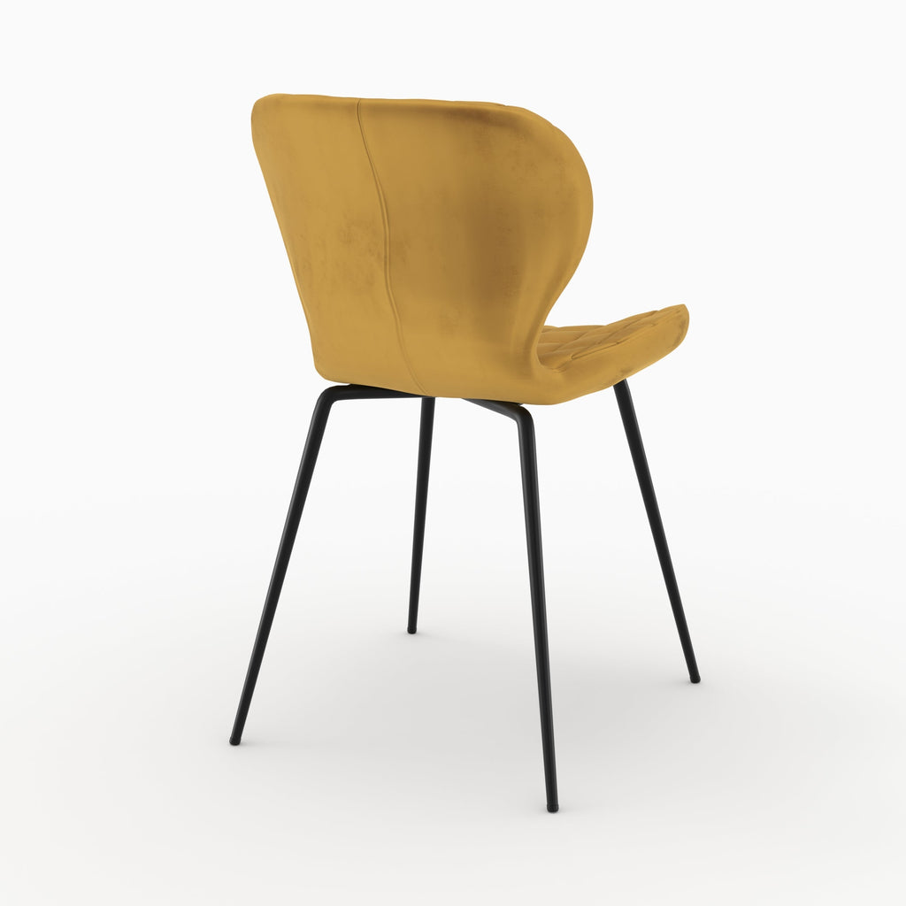 chaise mazzia en velours jaune curry 2 pieds en metal lot de 2