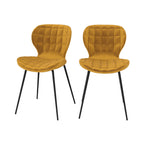 chaise mazzia en velours jaune curry lot de 2 pieds en metal fond blanc