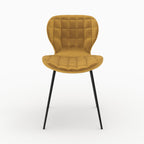 chaise mazzia en velours jaune curry lot de 2 pieds en metal