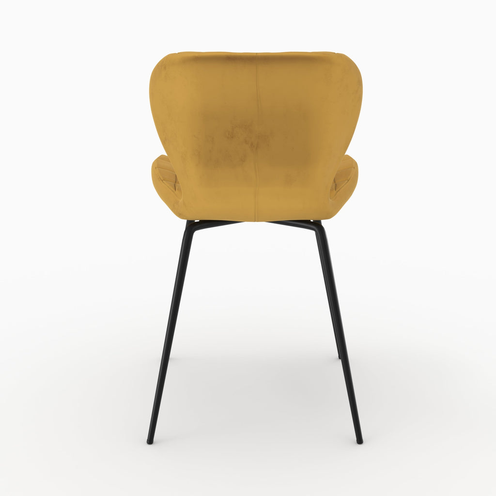 chaise mazzia velours jaune curry 2 pieds en metal lot de 2
