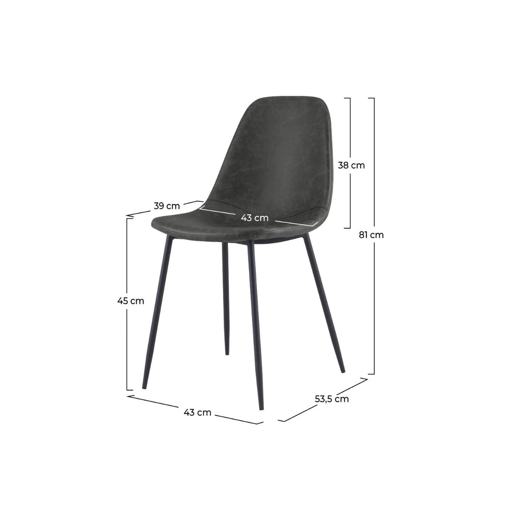 chaise migon noire lot de 2 et pieds en metal