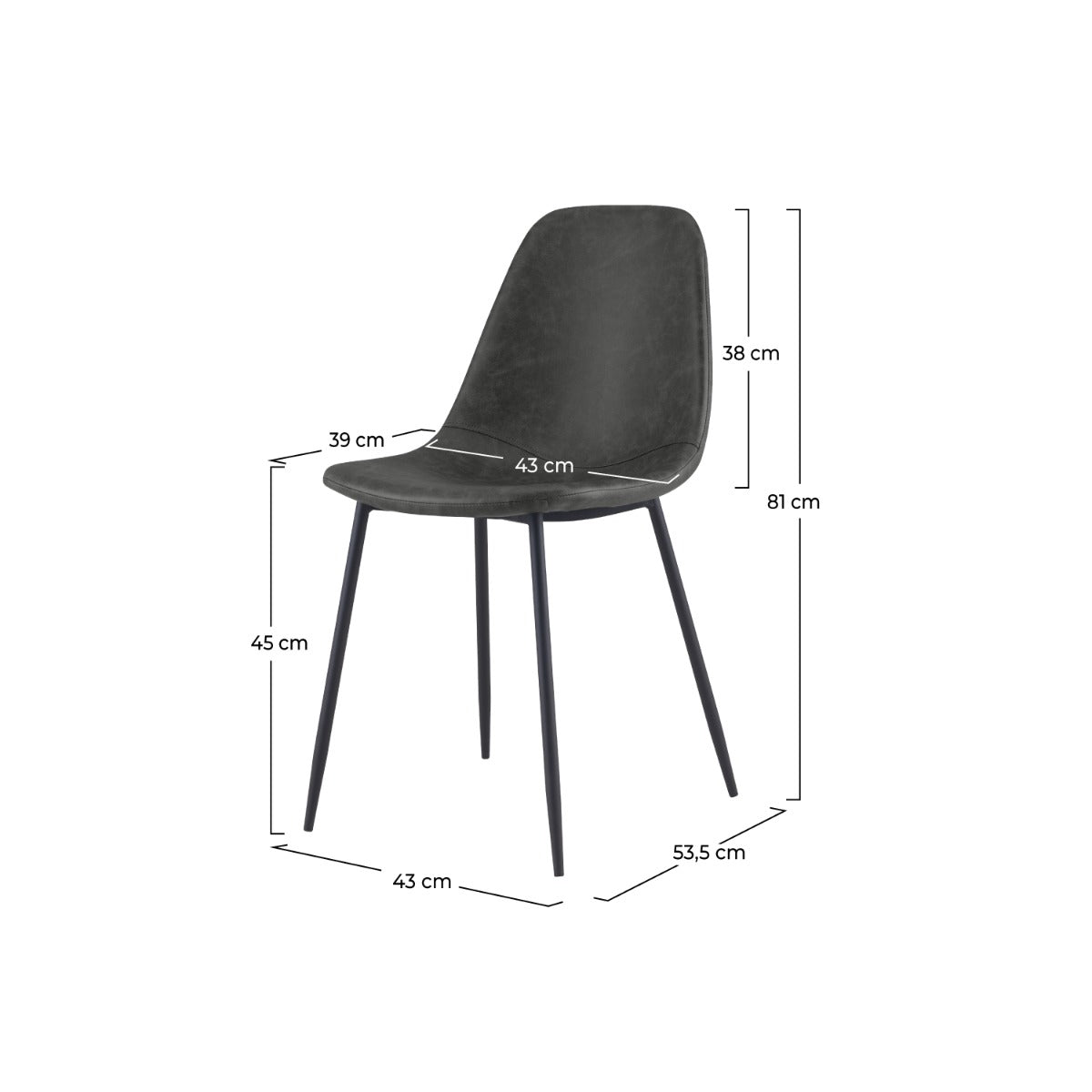 chaise migon noire lot de 2 et pieds en metal