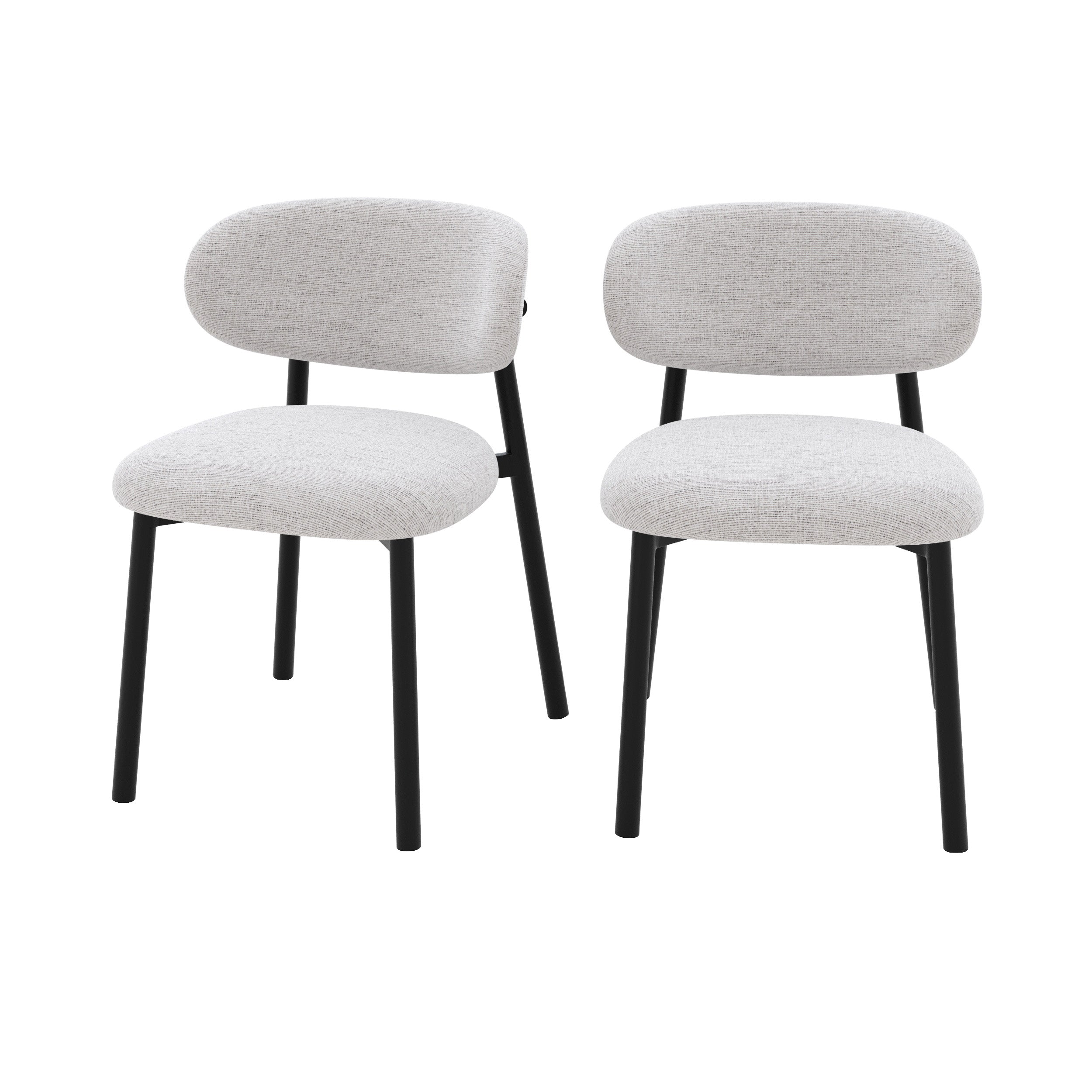 chaise nao en tissu gris chine lot de 2 pieds noirs fond blanc