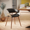 chaise polo noire cuir synthetique noir bois plaque noyer