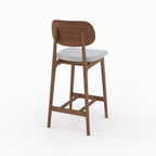 chaise pour ilot central charlize en bois fonce et tissu gris clair lot de 2
