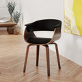 chaise pu noir bois plaque noyer accoudoirs piada